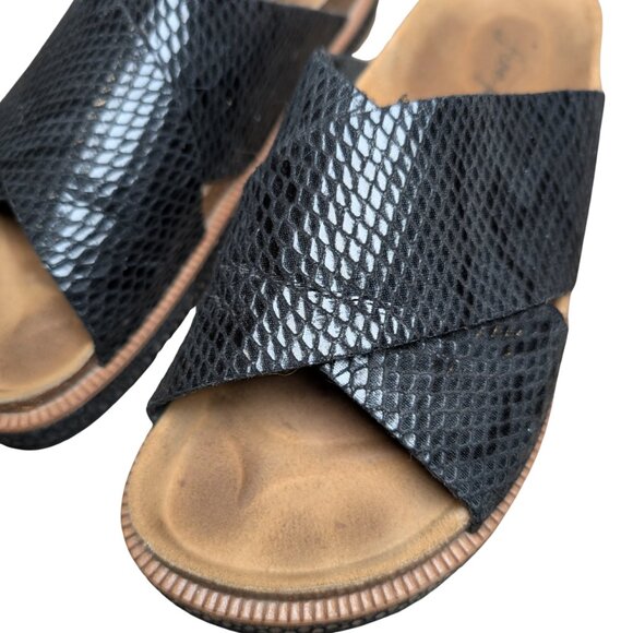Free People Sidelines Footbed Sandals Black Snake Slides Size 7 (EU 37) - Picture 5 of 11